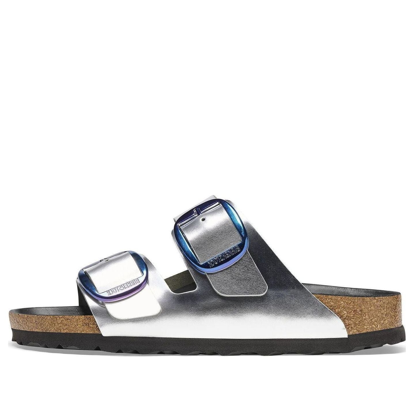 (WMNS) Birkenthtstock Arizona Big Buckle Natural Leather Narrow Fit 'Metalic Silver' 1025357