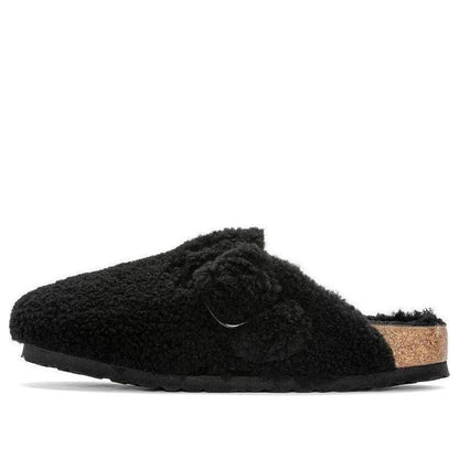 (WMNS) Birkenthtstock Boston Big Buckle Shearling Narrow Fit 'Black' 1025700
