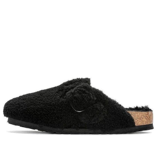 (WMNS) Birkenthtstock Boston Big Buckle Shearling Narrow Fit 'Black' 1025700
