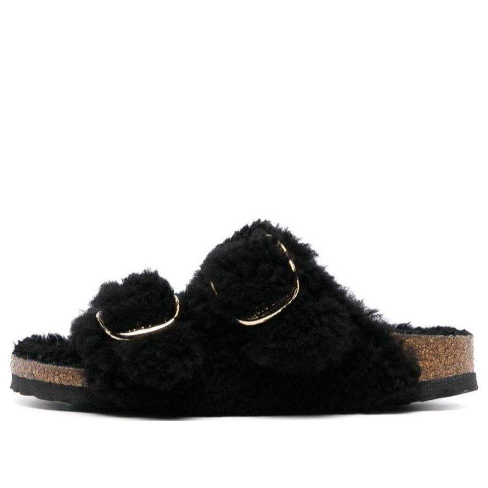 (WMNS) Birkenthtstock Arizona Big Buckle Shearling Narrow Fit 'Black Gold' 1025920