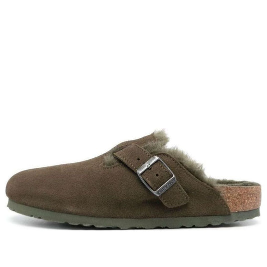 Birkenthtstock Boston Shearling Suede Leather Narrow Fit 'Thyme' 1025667