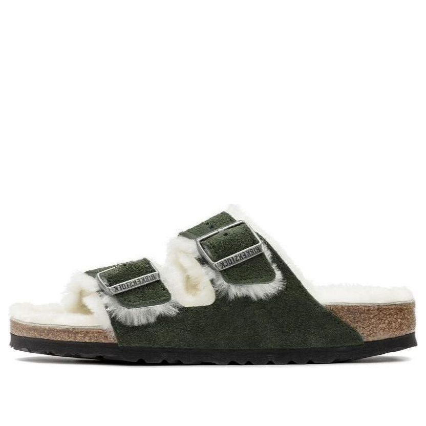 Birkenthtstock Arizona Shearling Sandal Suede Leather Narrow Fit 'Green' 1021102