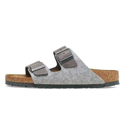 Birkenthtstock Arizona Leather/Textile/Felt Narrow Fit 'Light Grey' 1025735