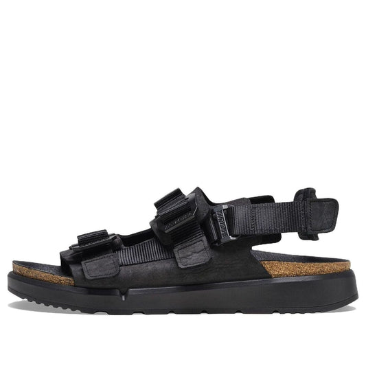 Birkenthtstock Shinjuku Natural Leather Textile Sandals 'Black' 1024599