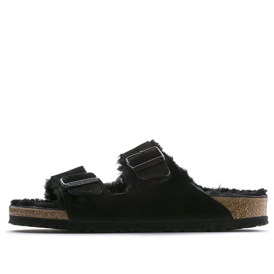 Birkenthtstock Arizona Shearling Suede Leather Narrow Fit 'Black' 0752663